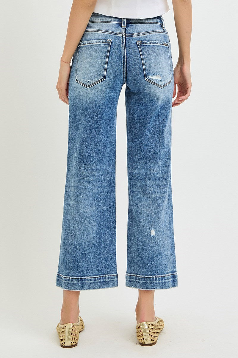 Risen Jeans | Mid Rise Crop Wide