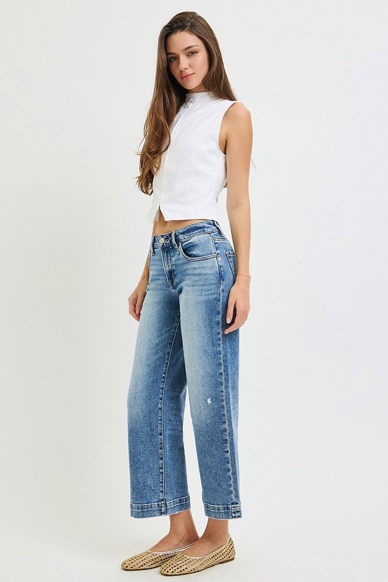 Risen Jeans | Mid Rise Crop Wide