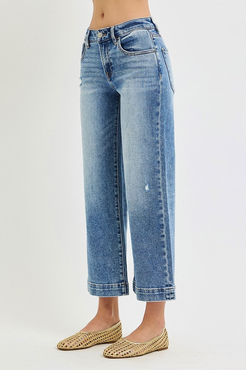 Risen Jeans | Mid Rise Crop Wide