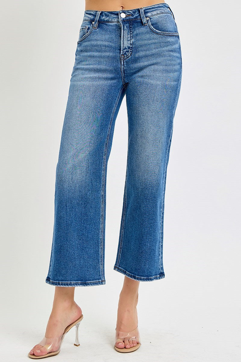 Risen Jeans | Mid Rise Tummy Control Crop Wide