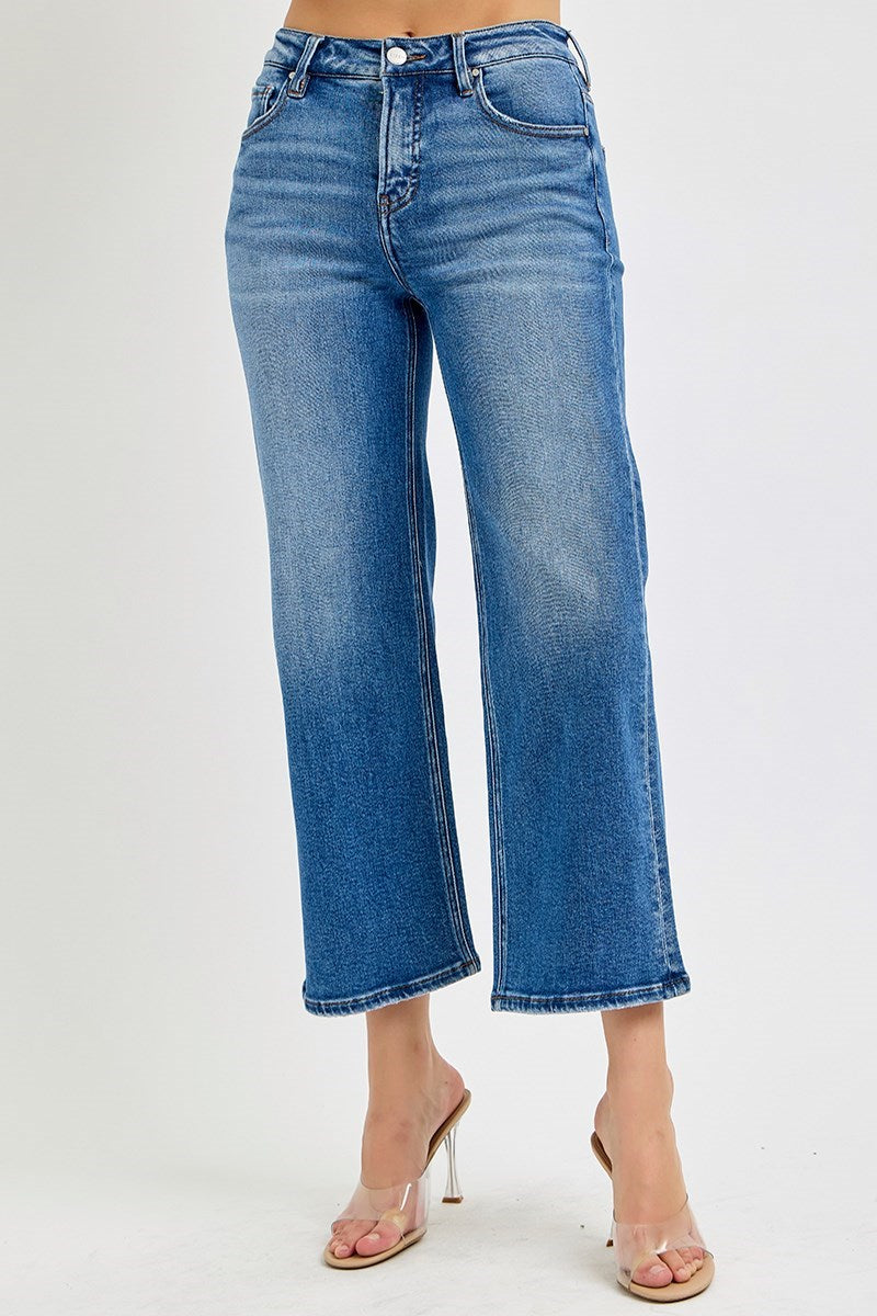 Risen Jeans | Mid Rise Tummy Control Crop Wide