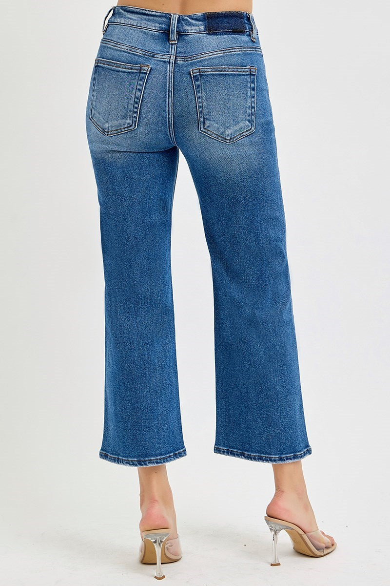 Risen Jeans | Mid Rise Tummy Control Crop Wide