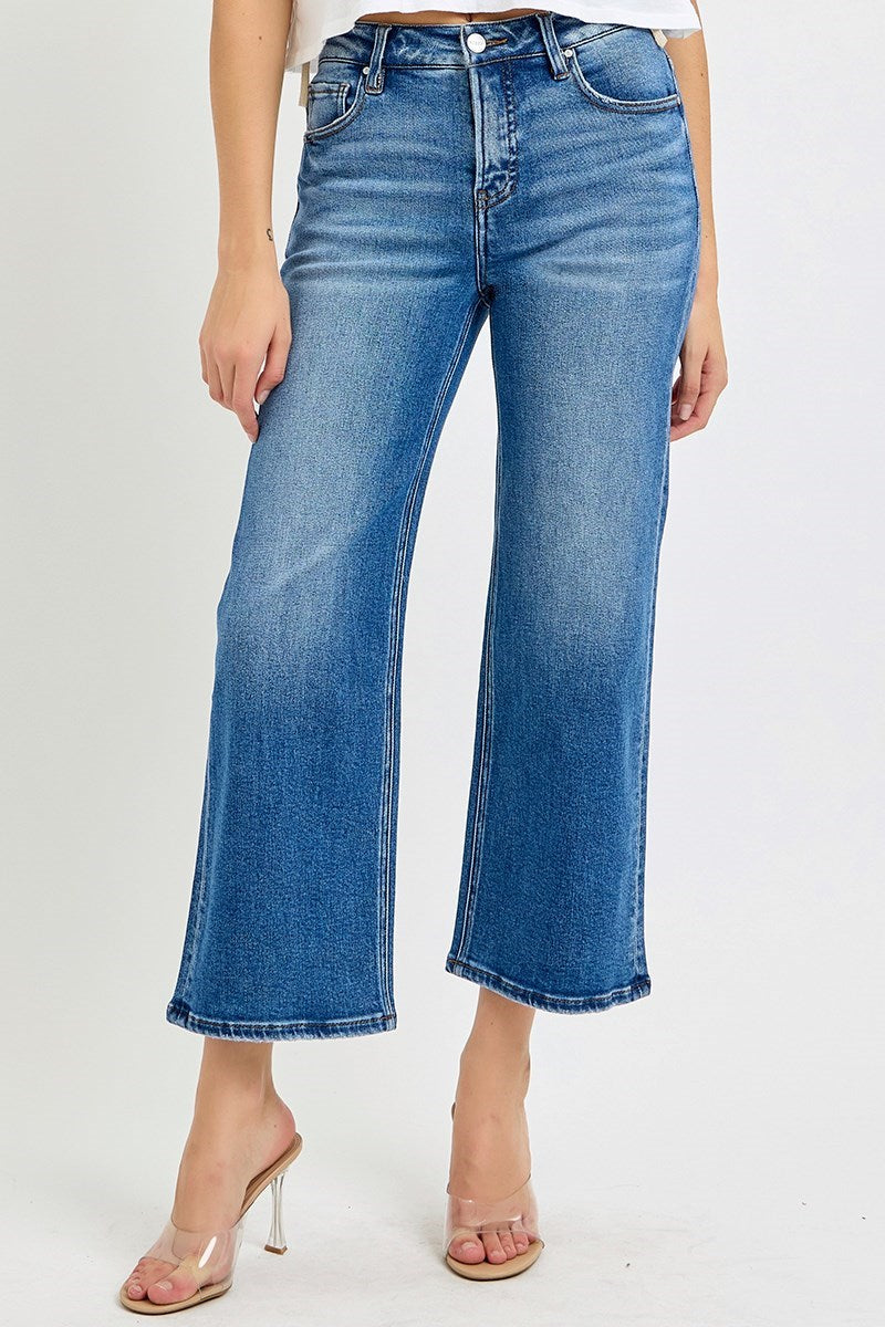 Risen Jeans | Mid Rise Tummy Control Crop Wide