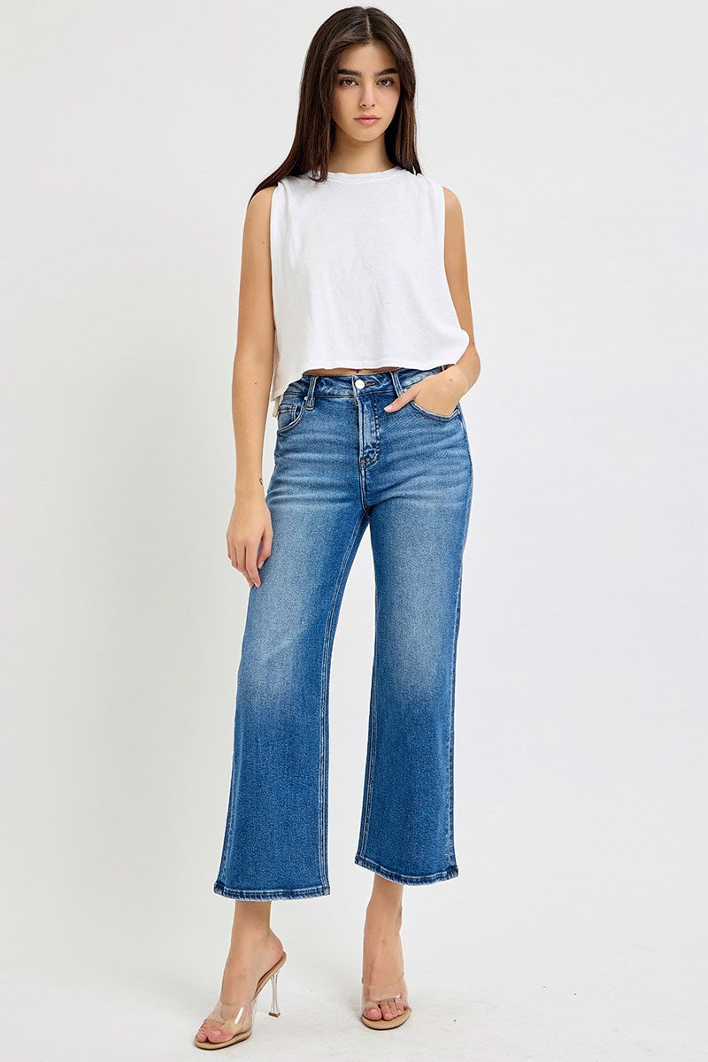 Risen Jeans | Mid Rise Tummy Control Crop Wide