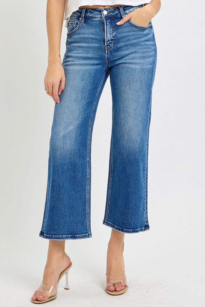 Risen Jeans | Mid Rise Tummy Control Crop Wide