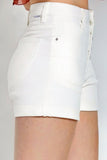 Risen Denim Shorts | High Rise Button White