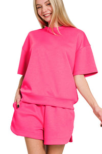 Scuba 2 Piece Short Sleeve Set | Hot Pink