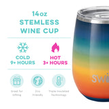 Swig Stemless Wine Cup 14 oz. | Retro Rainbow