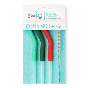 Mint+Green+Red | Reusable 40oz Mega Mug Straw Set | Swig