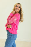 Santa Leopard Sweater Top | Hot Pink