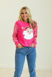 Santa Leopard Sweater Top | Hot Pink