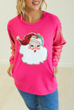 Santa Leopard Sweater Top | Hot Pink