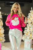 Santa Leopard Sweater Top | Hot Pink