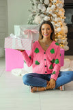 Sequin Tree Christmas Cardigan | Pink