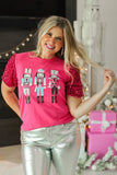 Nutcracker Velvet Sequin Sleeve Top | Fuchsia