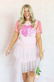 Three Sweet Heart Sparkle Top | Pink