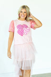 Three Sweet Heart Sparkle Top | Pink