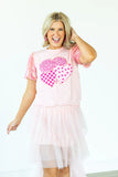 Three Sweet Heart Sparkle Top | Pink