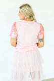 Three Sweet Heart Sparkle Top | Pink