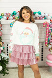 Santa Glitter Sweatshirt Top | White