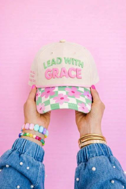 Lead With Grace Trucker Cap | Floral Checker