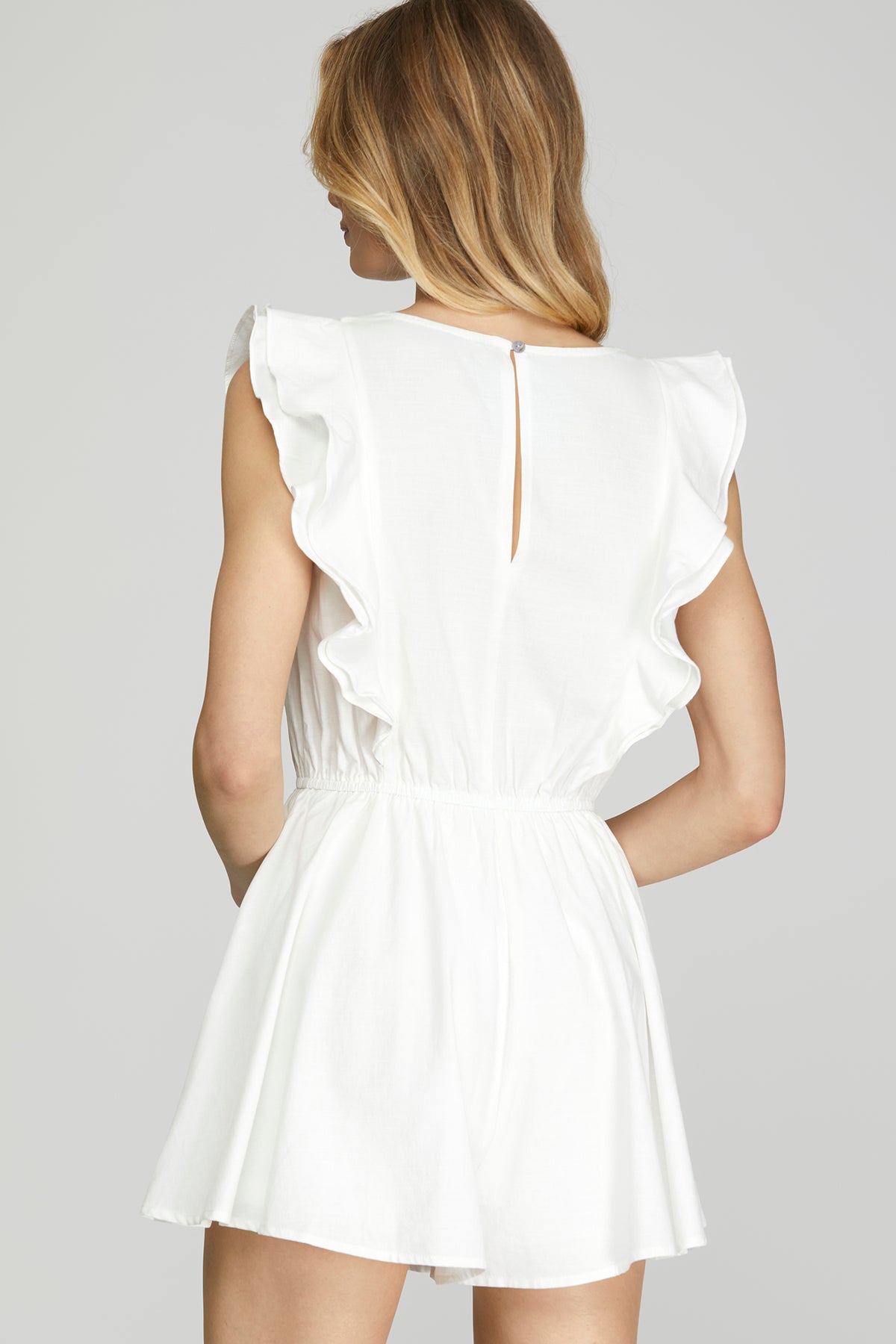 Flutter Sleeveless Romper | Off White