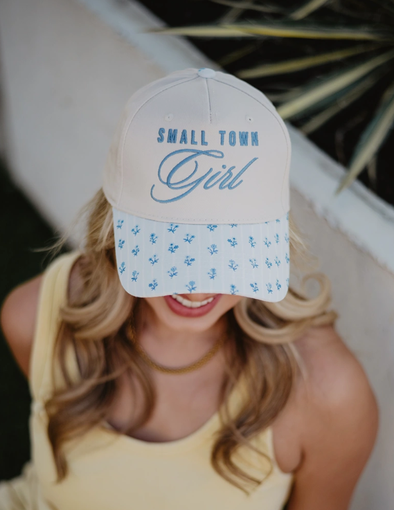 Small Town Girl Trucker Cap | Light Blue Floral