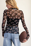 Leopard Football Mesh Layering Top | Black
