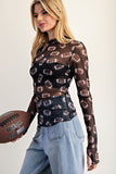Leopard Football Mesh Layering Top | Black