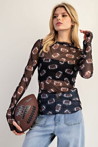 Leopard Football Mesh Layering Top | Black