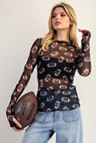 Leopard Football Mesh Layering Top | Black