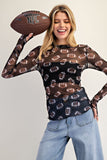 Leopard Football Mesh Layering Top | Black