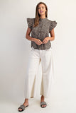 Leopard Button Down Top | Brown Mix
