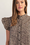 Leopard Button Down Top | Brown Mix