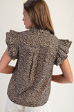 Leopard Button Down Top | Brown Mix