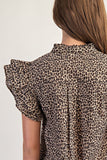 Leopard Button Down Top | Brown Mix