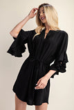 Bell Sleeve Pintuck Dress | Black