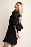 Bell Sleeve Pintuck Dress | Black