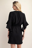 Bell Sleeve Pintuck Dress | Black