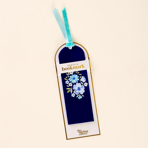 Acrylic Bookmark | Dainty Floral Navy