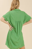 Linen Blend Button Dress | Green