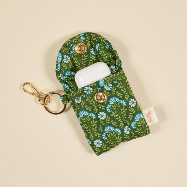 Puffy Earbud Case Keychain | Everbloom Forest Green