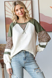 Leopard Raglan Top | Cream+Olive