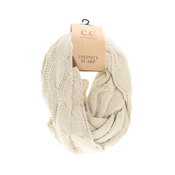 C.C. Cable Knit Infinity Scarf | Beige