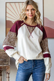 Leopard Raglan Top | Cream+Burgundy