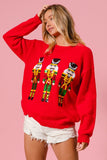 Sequin Nutcrackers Sweater Top | Red