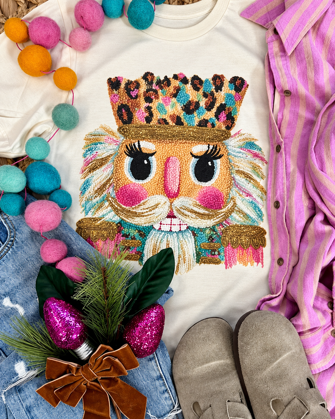 Leopard Nutcracker Tee w/ Crystal Bling | Natural