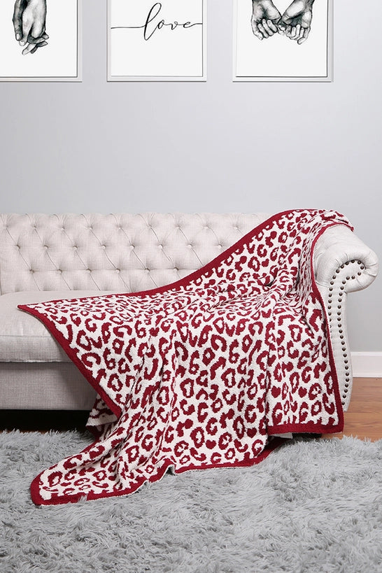 Comfy LUXE Leopard Blanket | Burgundy