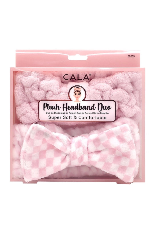 CALA Plush Headband | Checker+Pink