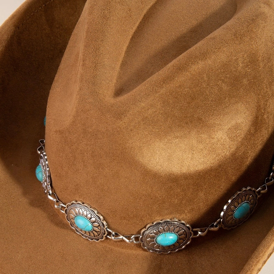Turquoies Stone Band Cowboy Hat | Brown